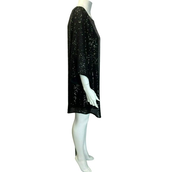 Anthropologie Starling Sequined Tunic Dress Black Sequin Medium Petite $258! - Picture 5 of 8